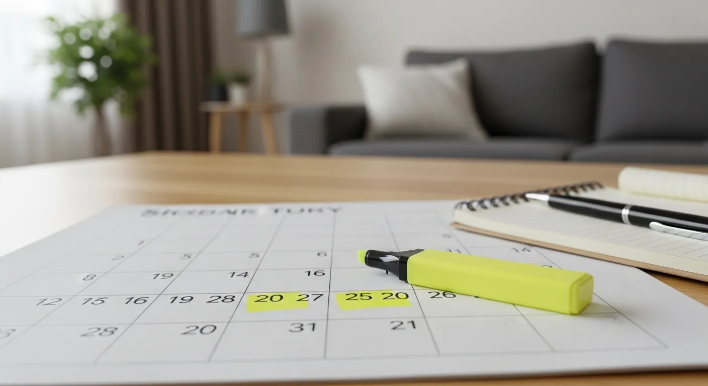 Calendário com datas marcadas para acompanhamento de negociação de dívidas
